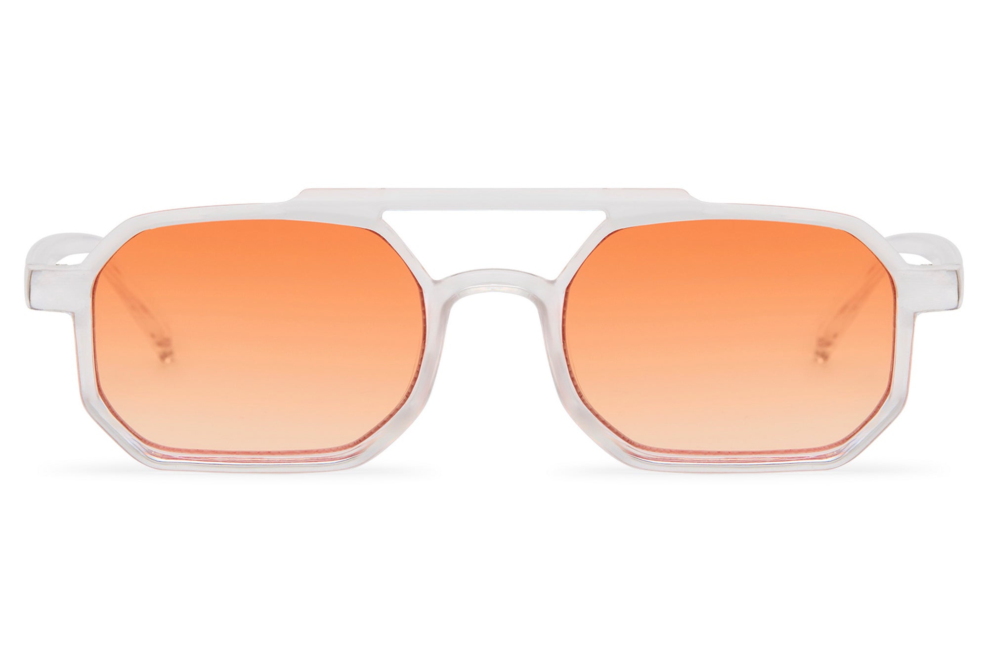 AZURO transparent geometric sunglasses with amber lenses
