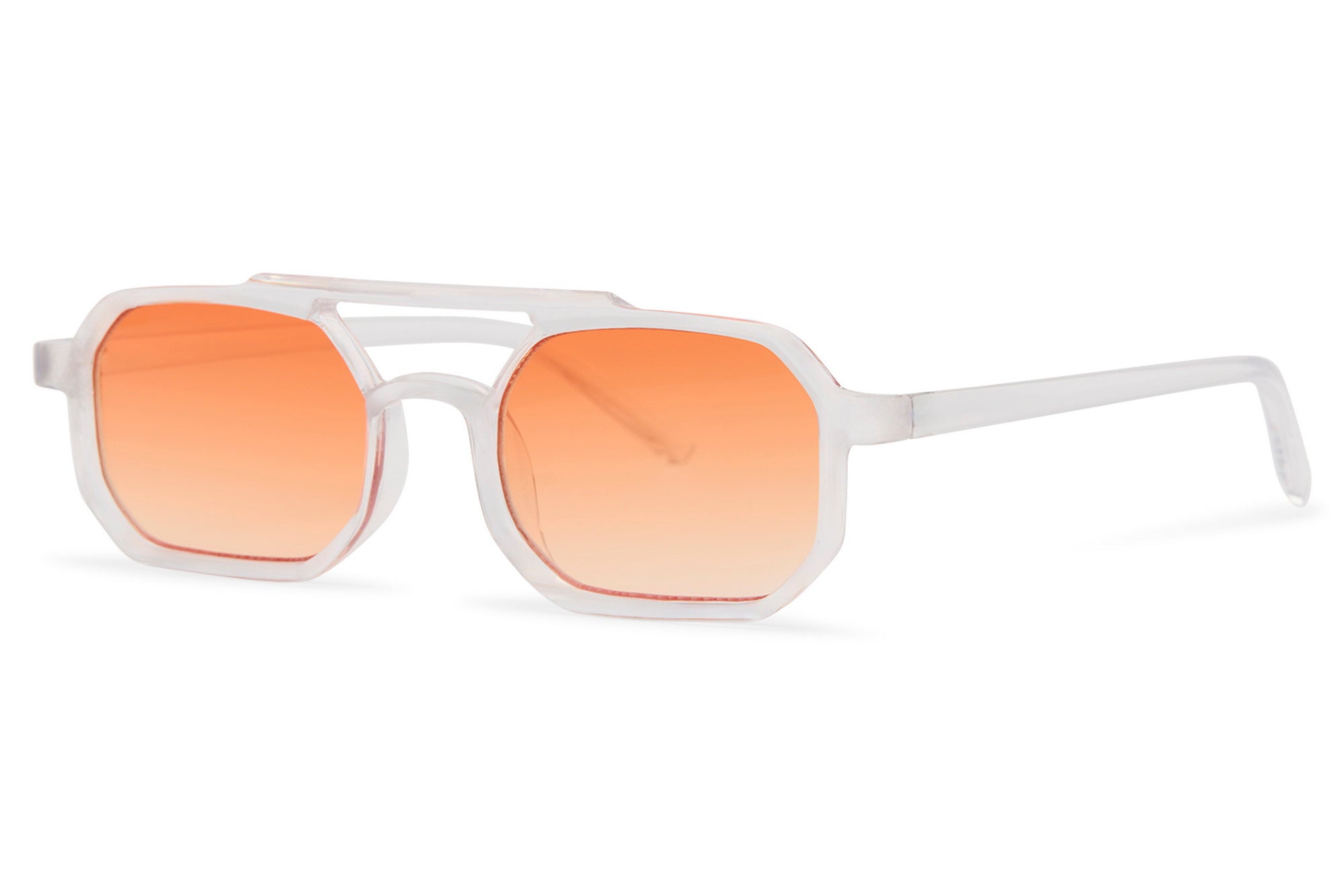AZURO transparent geometric sunglasses with amber lenses