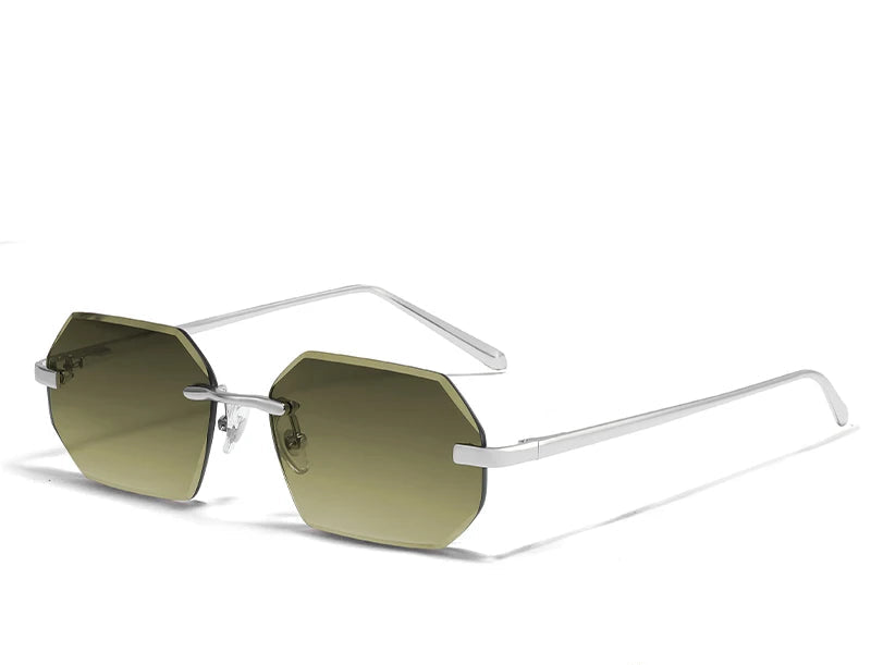 Sunglasses with a gold gradient lens on a white background, featuring the Caterside brand.