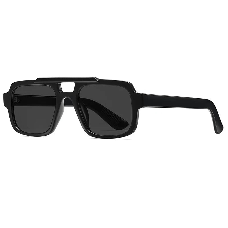 Black sunglasses with a white background