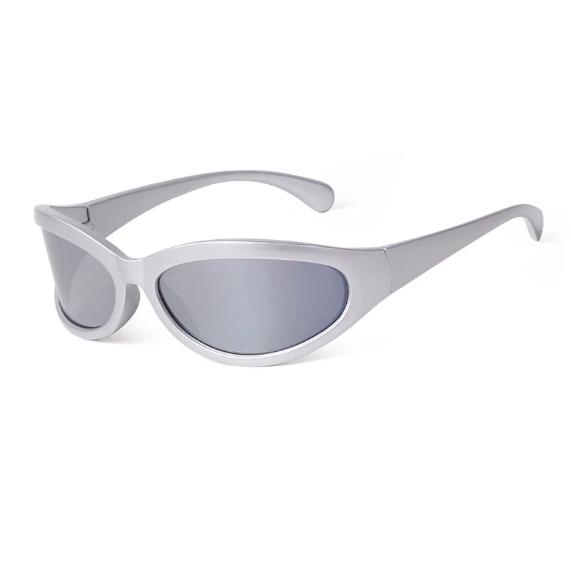 White sunglasses with gray lenses on a white background